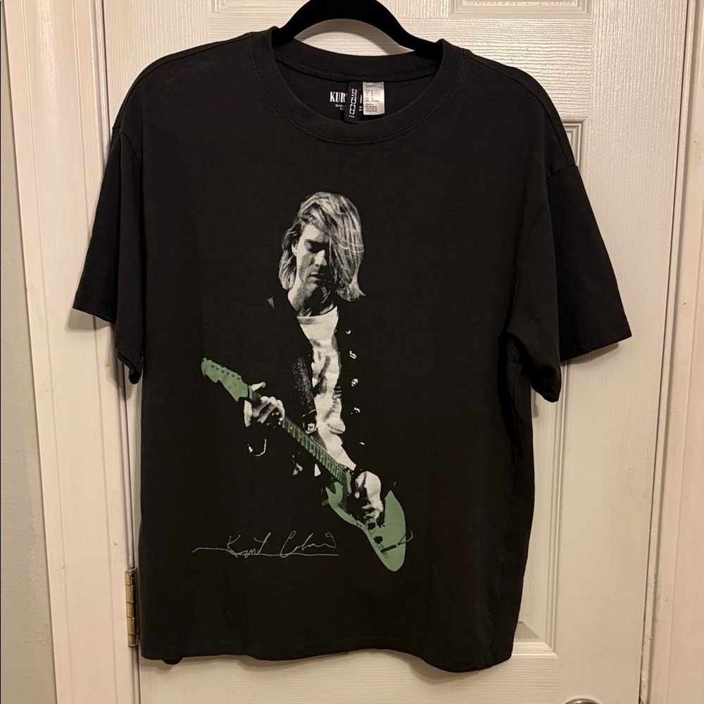 Divided Black Graphic Tee with Green Accent